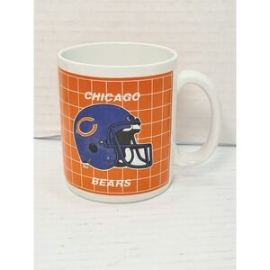Vintage Chicago Bears Helmet Coffee Mug NFL Papel Orange Grid Cup